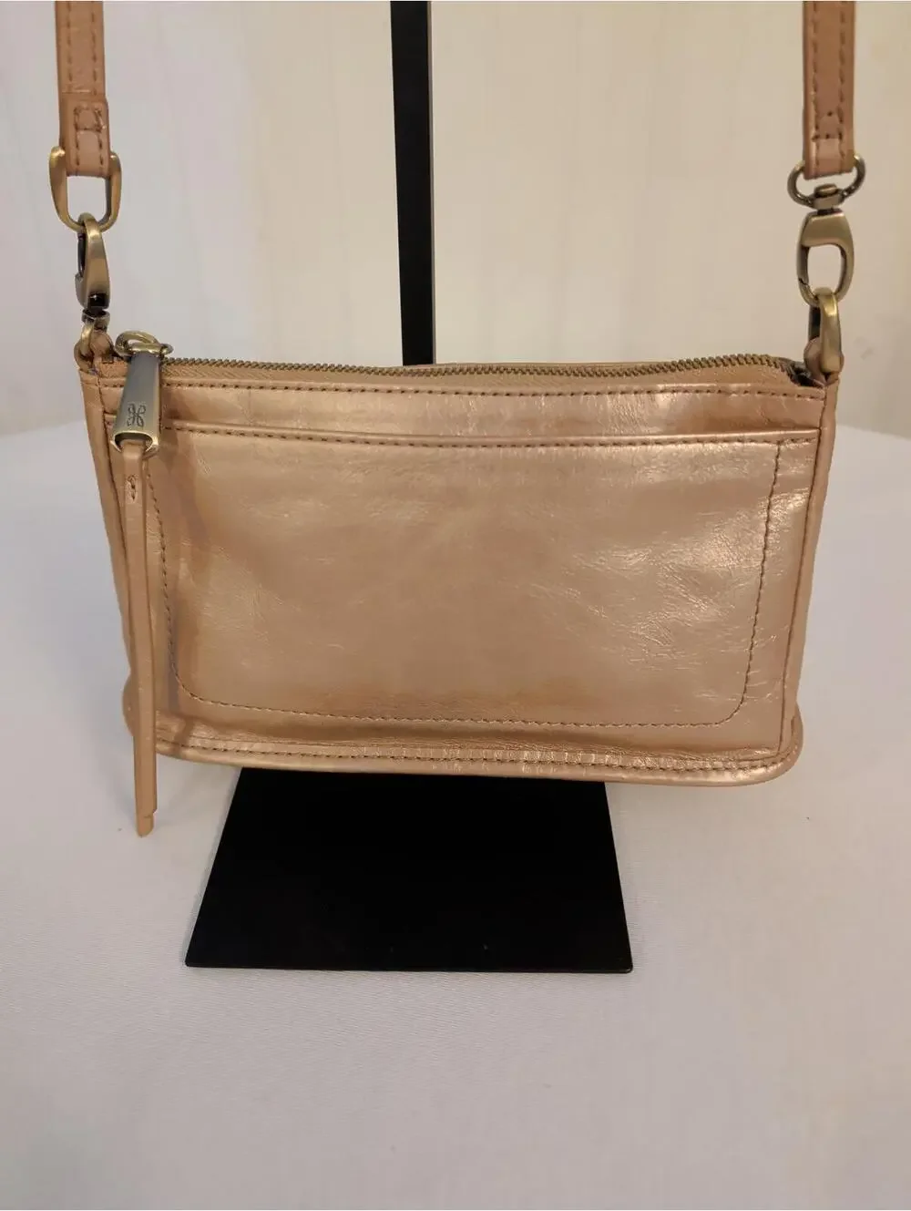 Hobo Small Gold Genuine Leather Crossbody Bag 2 Strap Options